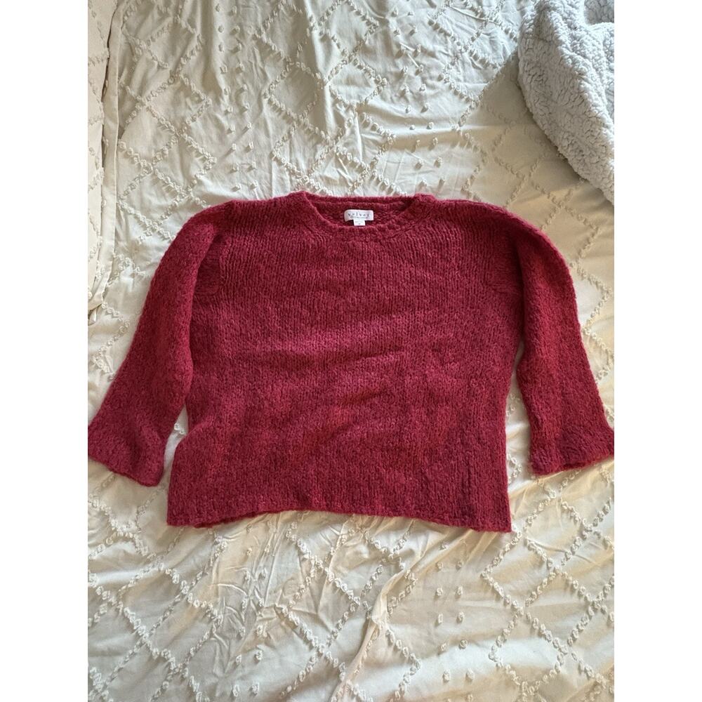 Velvet Graham Spencer Alpaca Mohair Fuzzy Sweater XS Pink Italy